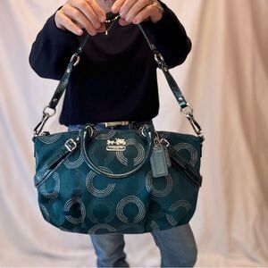 COACH Madison Teal Sateen Op Art Bag